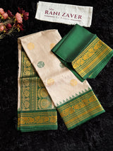 Sandlewood/green Gadwal Handloom Pure Silk