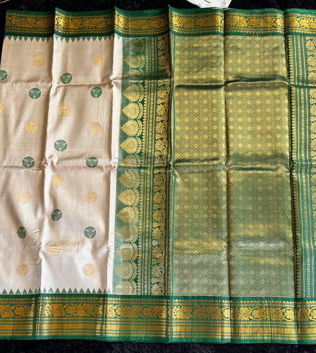 Sandlewood/green Gadwal Handloom Pure Silk