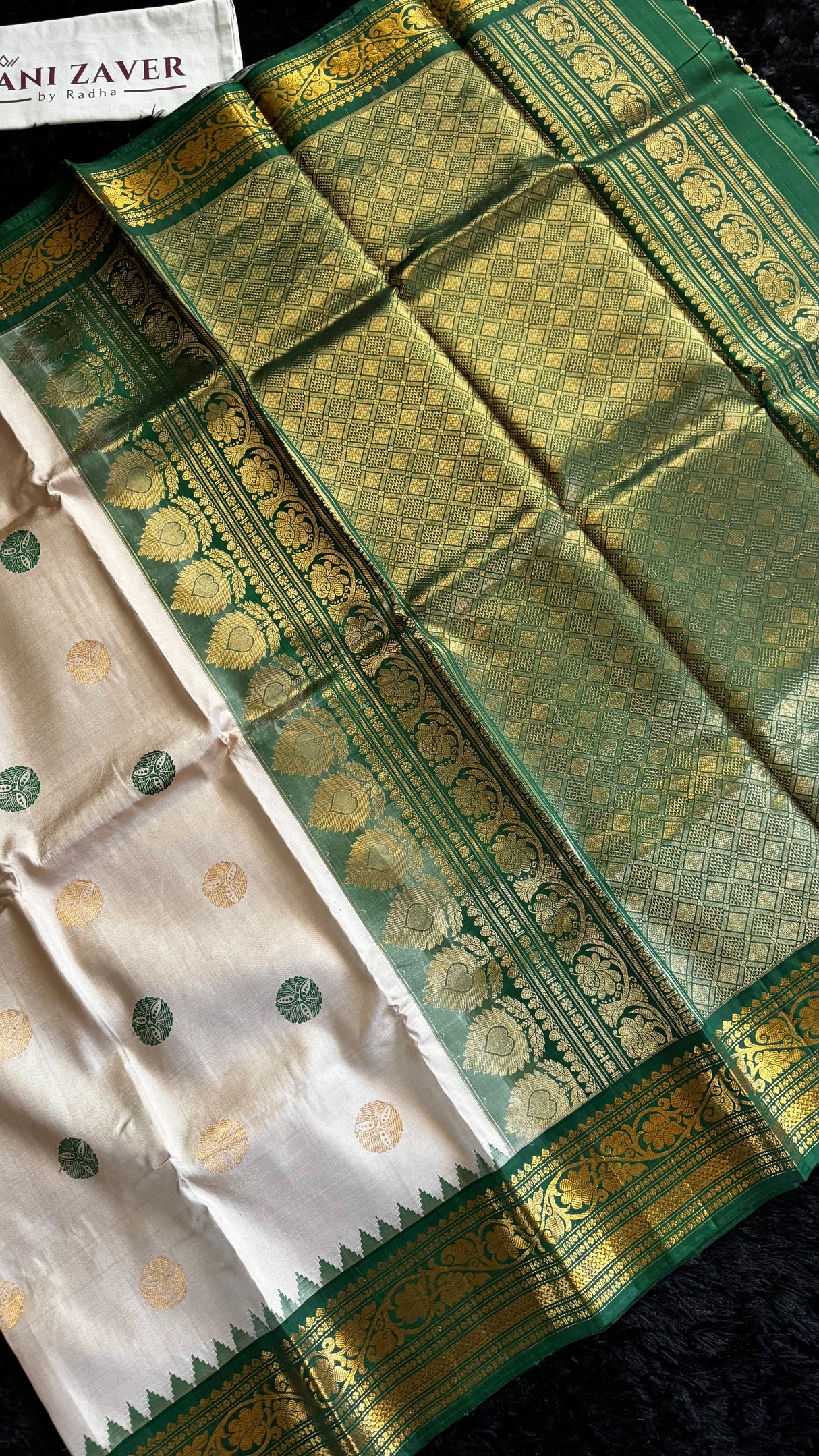Sandlewood/green Gadwal Handloom Pure Silk