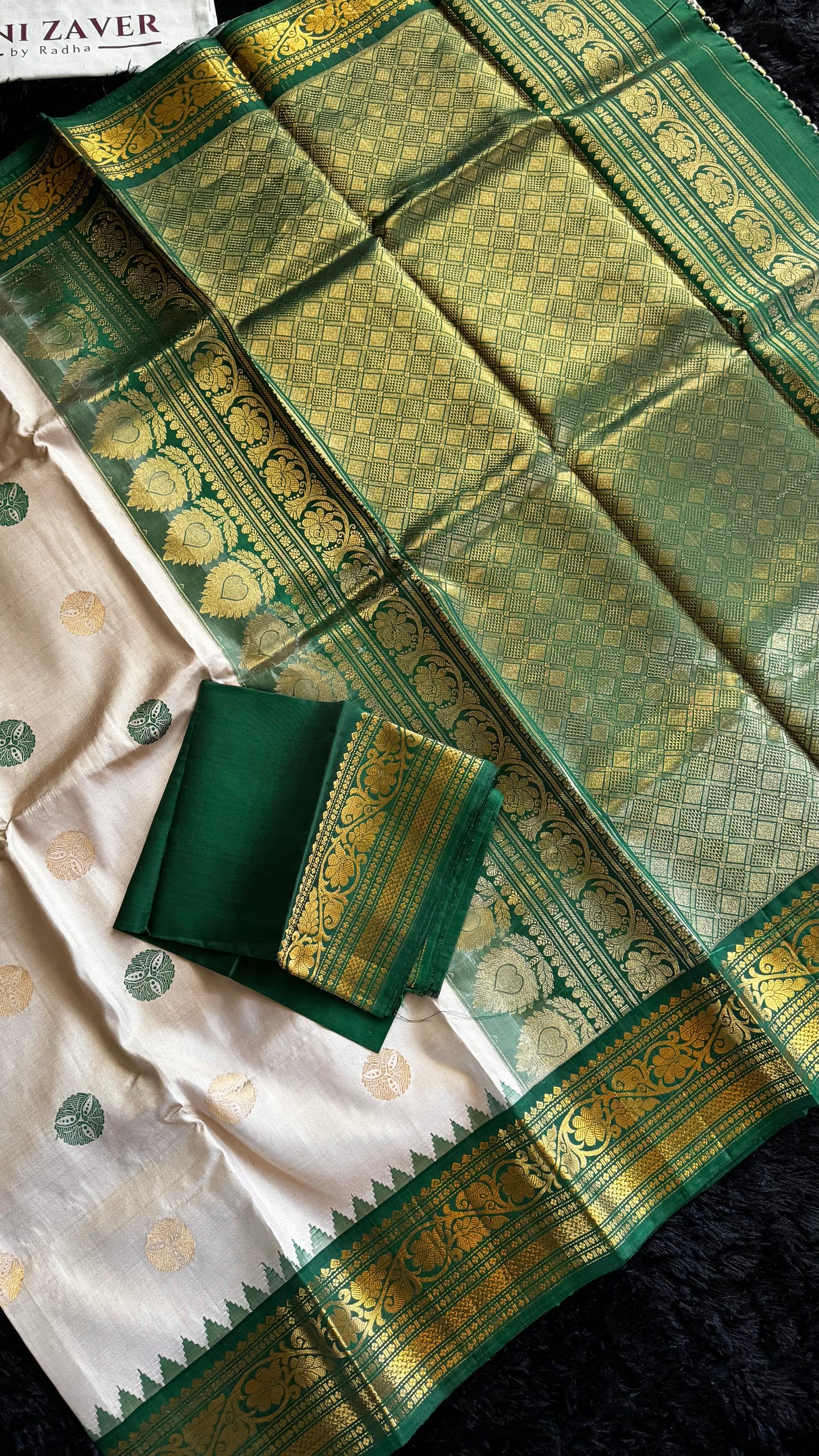 Sandlewood/green Gadwal Handloom Pure Silk