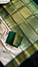 Sandlewood/green Gadwal Handloom Pure Silk