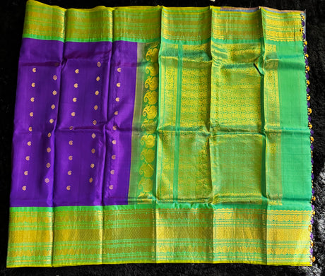Purple/Green Gadwal Handloom Pure Silk