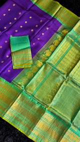 Purple/Green Gadwal Handloom Pure Silk