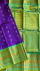 Purple/Green Gadwal Handloom Pure Silk