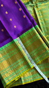 Purple/Green Gadwal Handloom Pure Silk