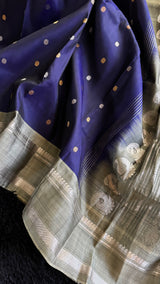 Dark Blue/Grey Gadwal Handloom Pure Silk