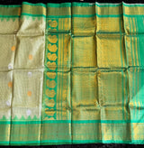 Pastel Green/Emerald Green Tiny Checks Gadwal Handloom Pure Silk