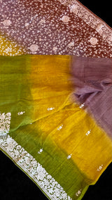 Shaded Parsi Embroidered Gachi Tussar Silk