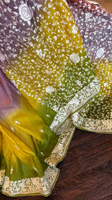 Shaded Parsi Embroidered Gachi Tussar Silk