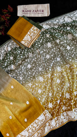 Shaded Parsi Embroidered Gachi Tussar Silk