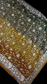 Shaded Parsi Embroidered Gachi Tussar Silk