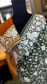Shaded Parsi Embroidered Gachi Tussar Silk