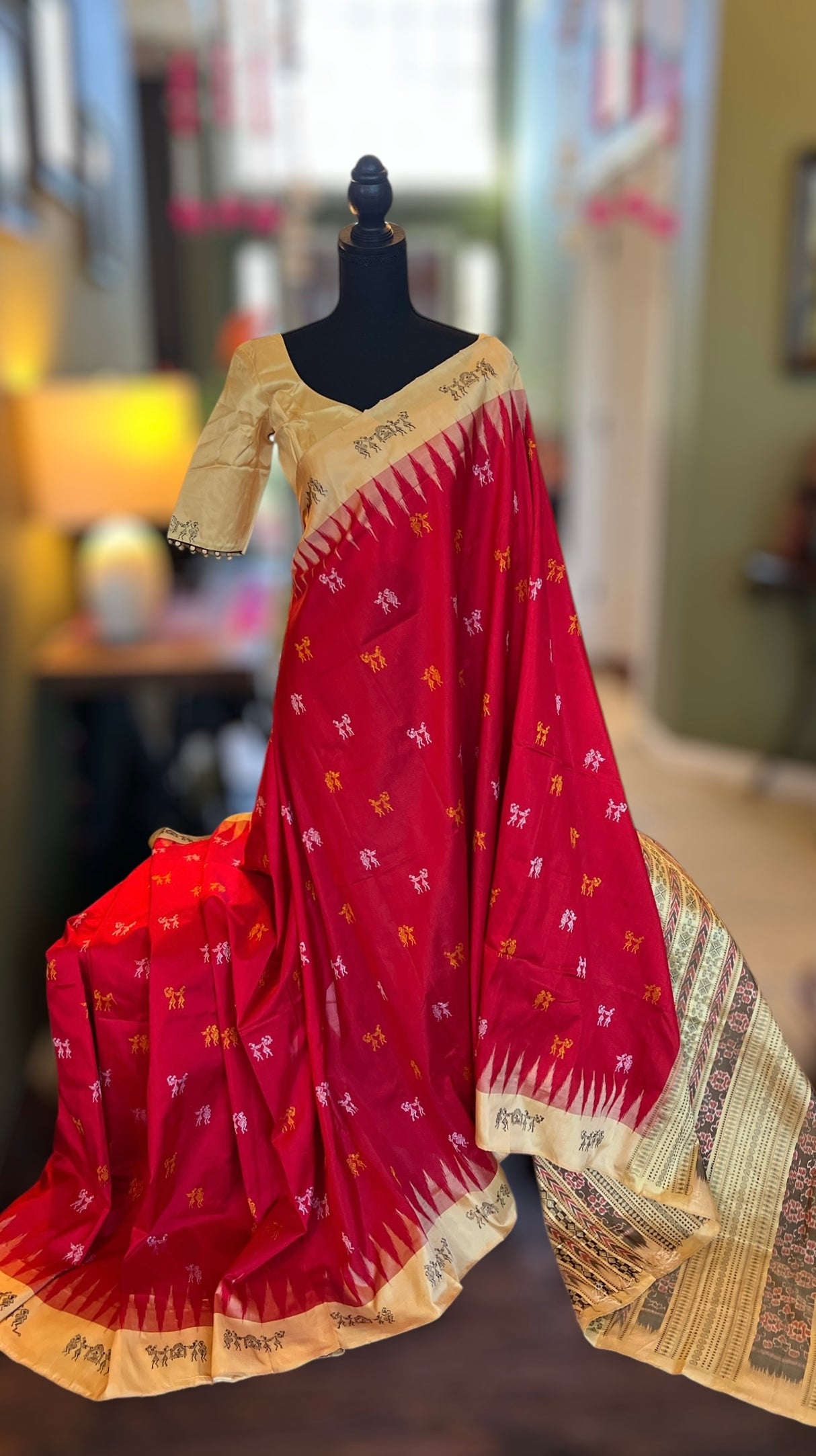 Sambalpuri Bomkai Handloom Pure Silk Saree AUS