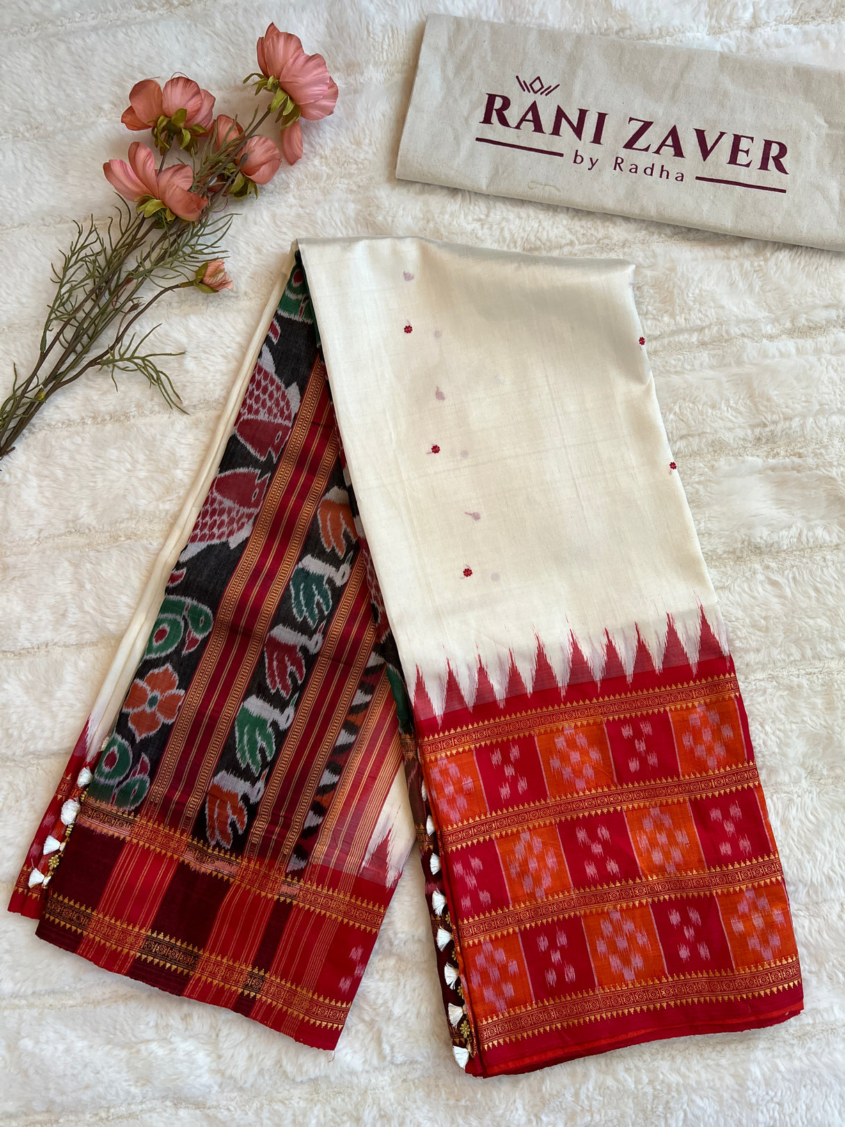 Sambalpuri Mulberry Silk with Pasapali border Handloom Pure Silk Saree AUS