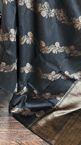 Black Pure Raw Silk Banarasi