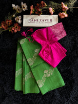 Green Pure Raw Silk Banarasi