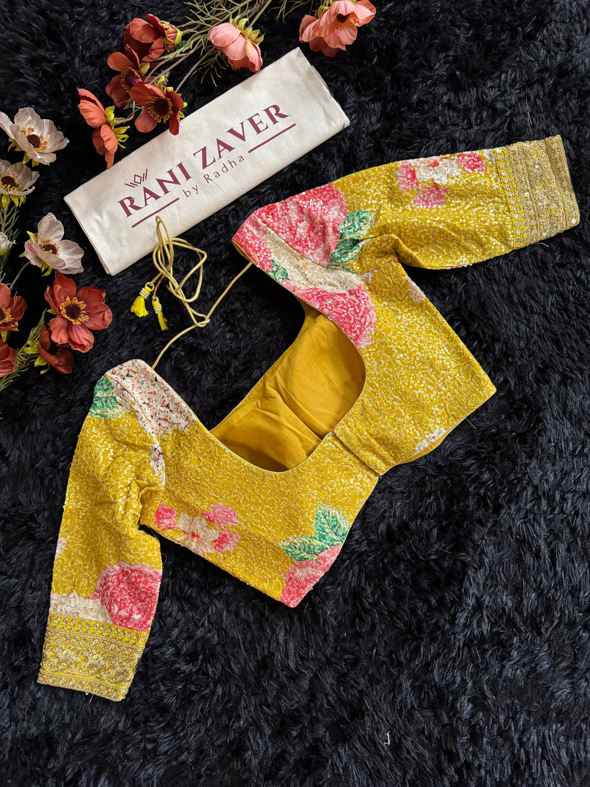 Yellow Sequins Pure Georgette