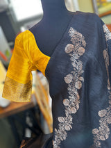 Black Pure Raw Silk Banarasi