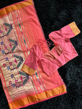 Salmon Cotton Paithani