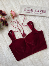 Burgundy Red Velvet Sleeveless  Blouse 34 36
