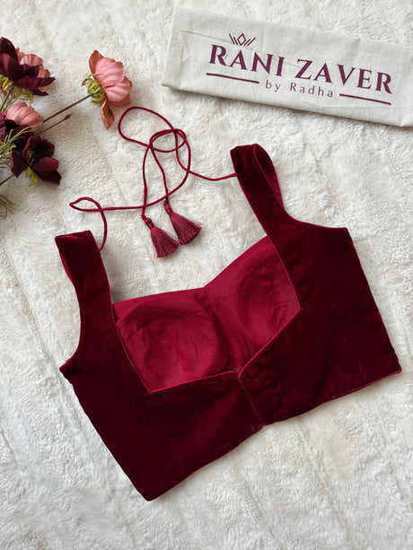 Burgundy Red Velvet Sleeveless  Blouse 34 36