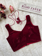 Burgundy Red Velvet V Neck Sleeveless  Blouse 36 38