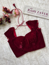 Burgundy Red Velvet Mega Sleeves  Blouse 36 38