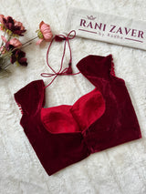 Burgundy Red Velvet Mega Sleeves  Blouse 36 38