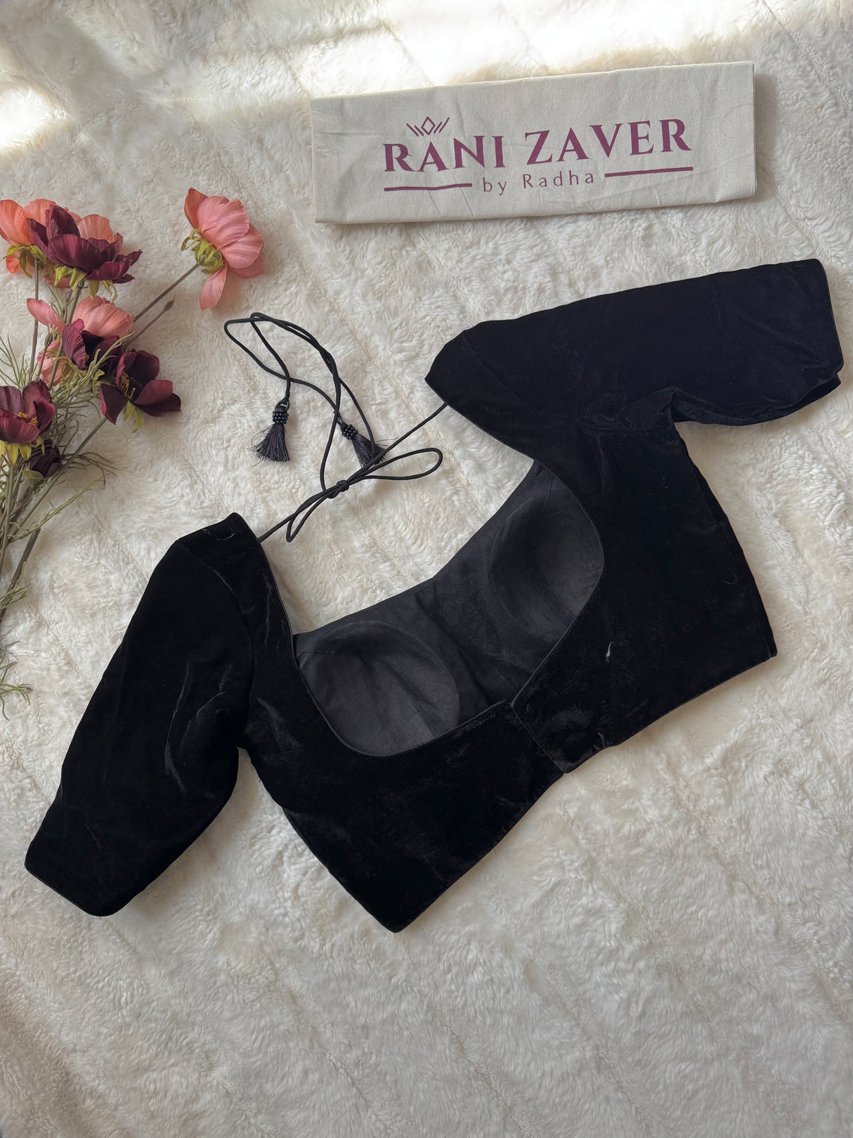 Black Velvet Elbow Sleeves  Blouse 36 38