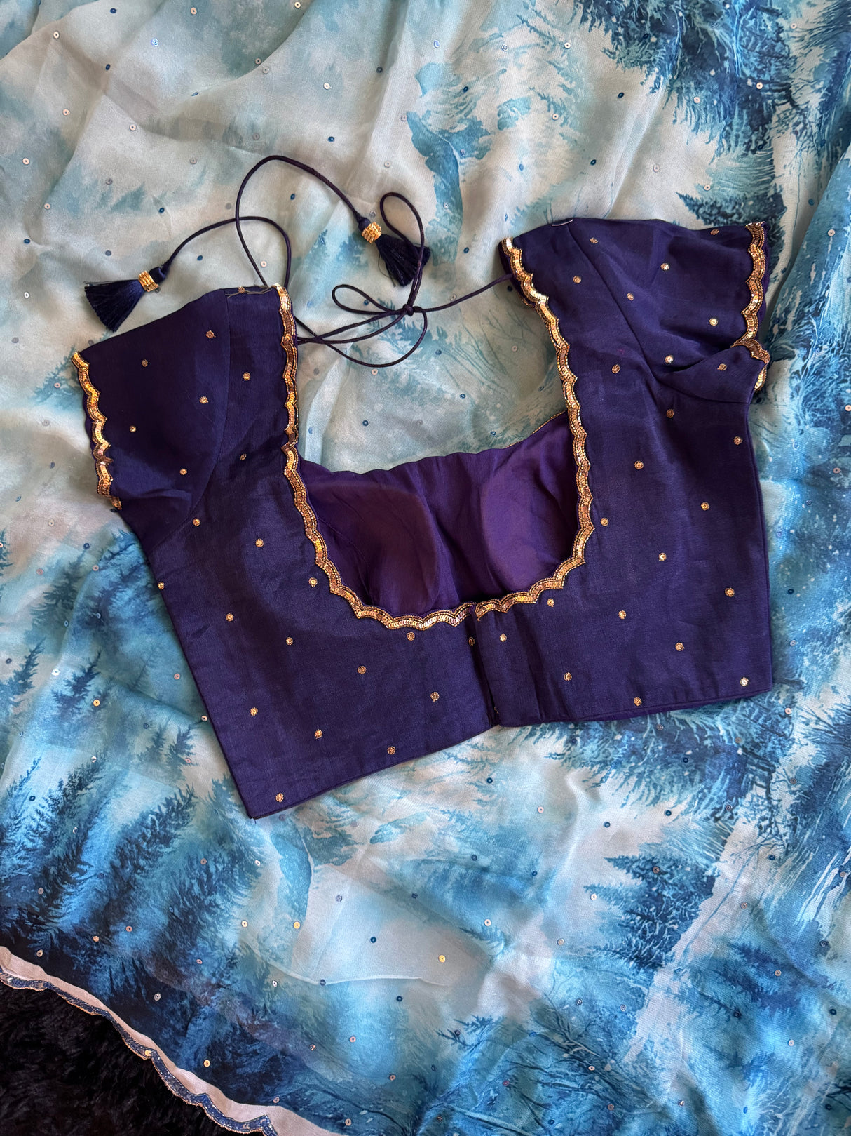 Georgette Blue Winter Design