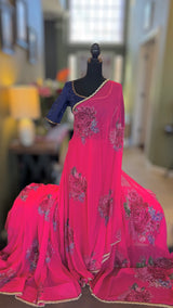 Georgette Fuchsia Pink