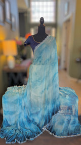 Georgette Blue Winter Design