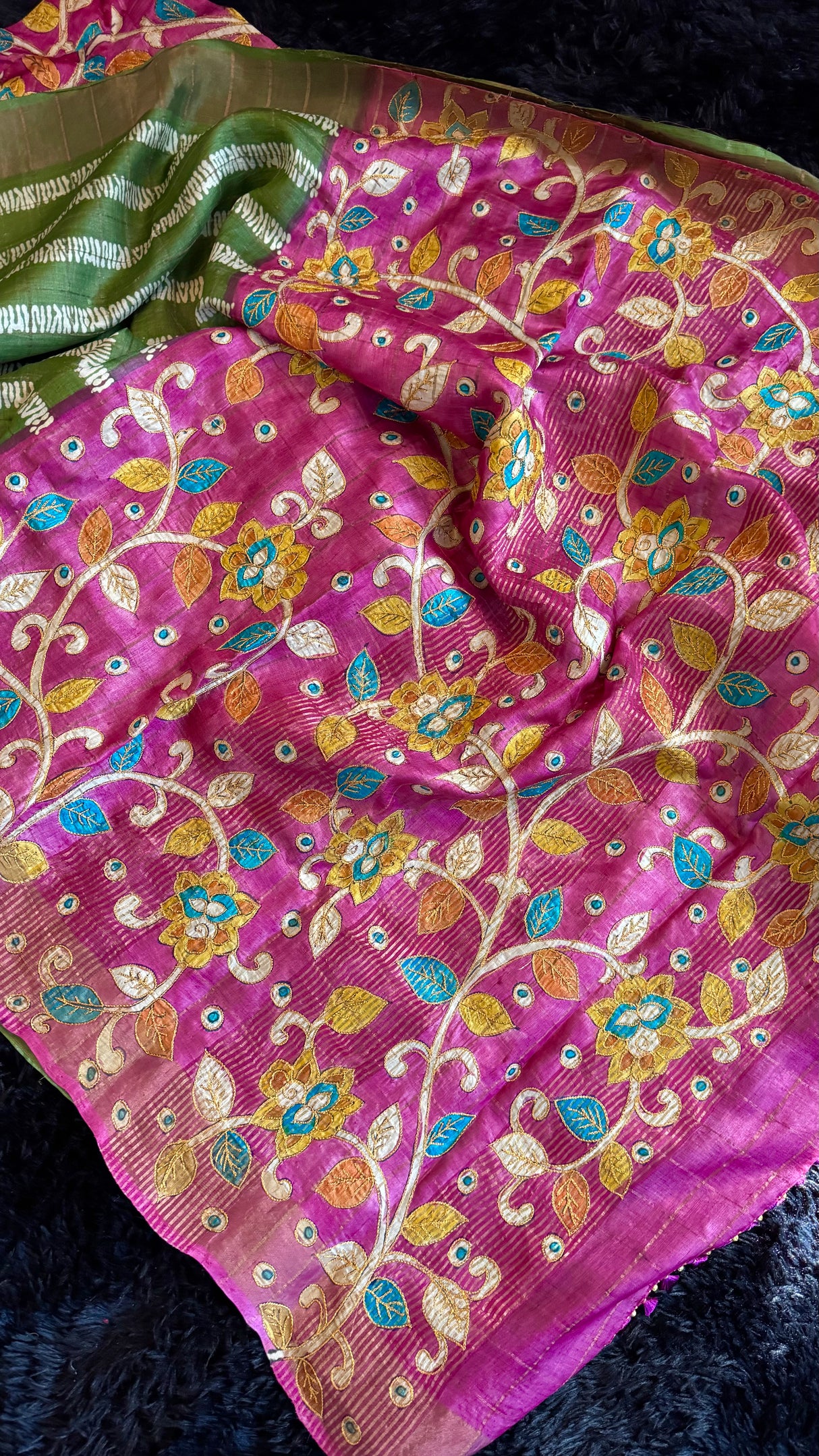 Kalamkari and Shibori on Pure Tussar Silk