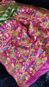 Kalamkari and Shibori on Pure Tussar Silk