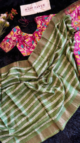 Kalamkari and Shibori on Pure Tussar Silk