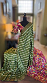 Kalamkari and Shibori on Pure Tussar Silk