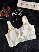 Ivory Satin Sleeveless V neck Blouse 38