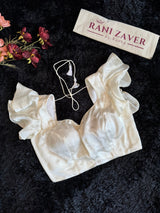 Ivory Satin Flutter Sleeve Blouse 38