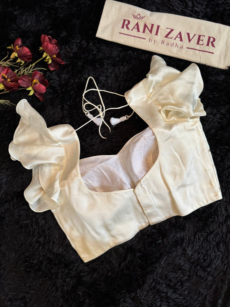 Ivory Satin Flutter Sleeve Blouse 38