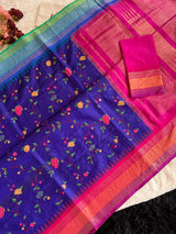 Cross Stitch Embroidery On Pure Silk Kanjeevaram