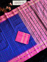 Sambalpuri Double Ikkat Hazaar butti Royal Blue Hot Pink