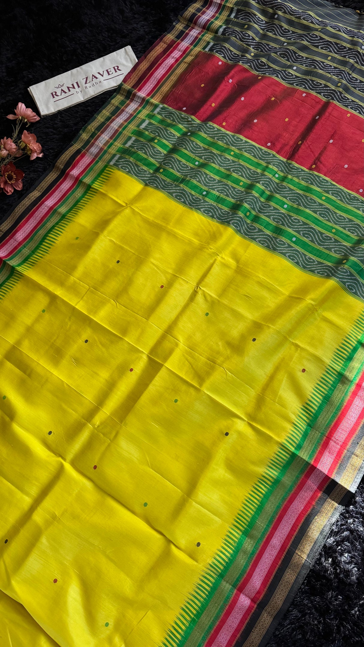 Yellow Kathifera Triple Border Khandua Silk Sambalpuri