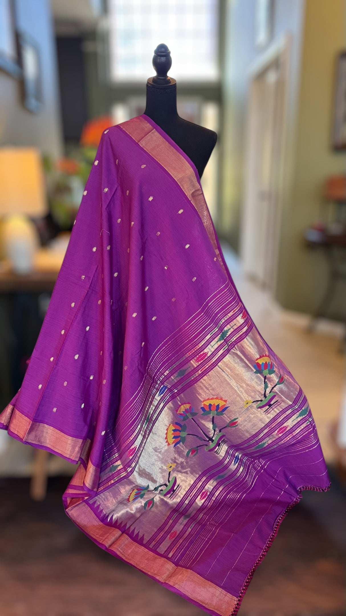 Purple Cotton Paithani