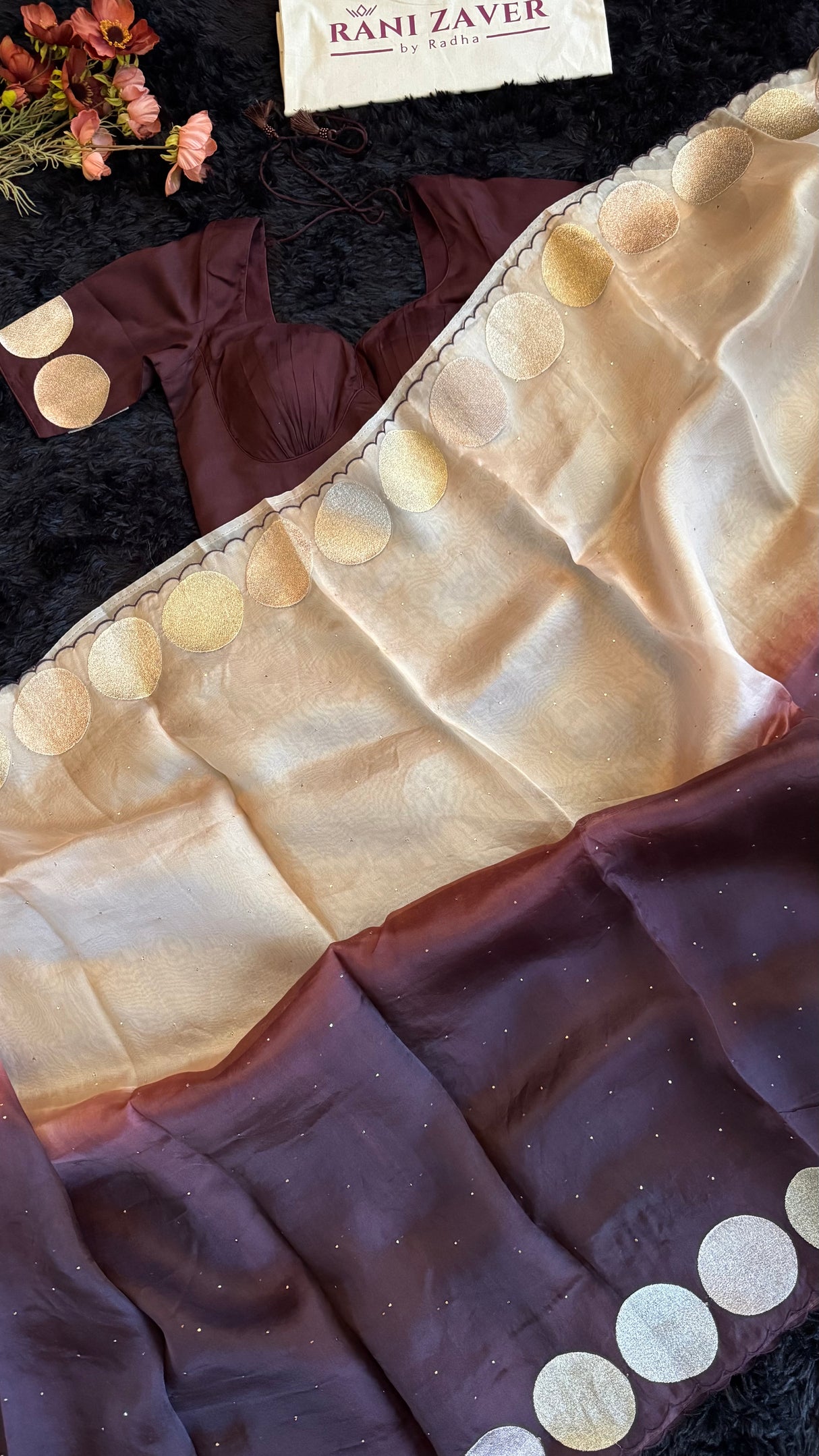Shaded Brown Pure Organza