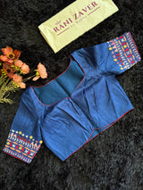 Navy Blue Kathiawadi Hand Embroidered