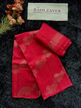 Dark Red Pure Raw Silk Banarasi