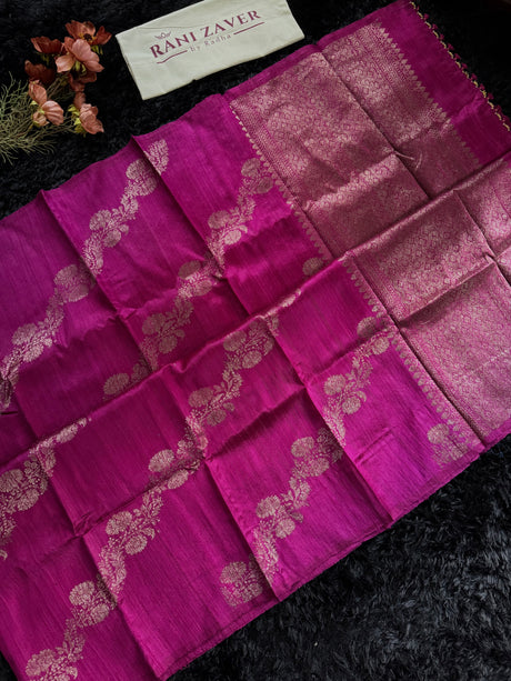 Magenta Pure Raw Silk Banarasi