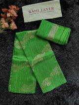 Green Pure Raw Silk Banarasi