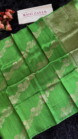 Green Pure Raw Silk Banarasi