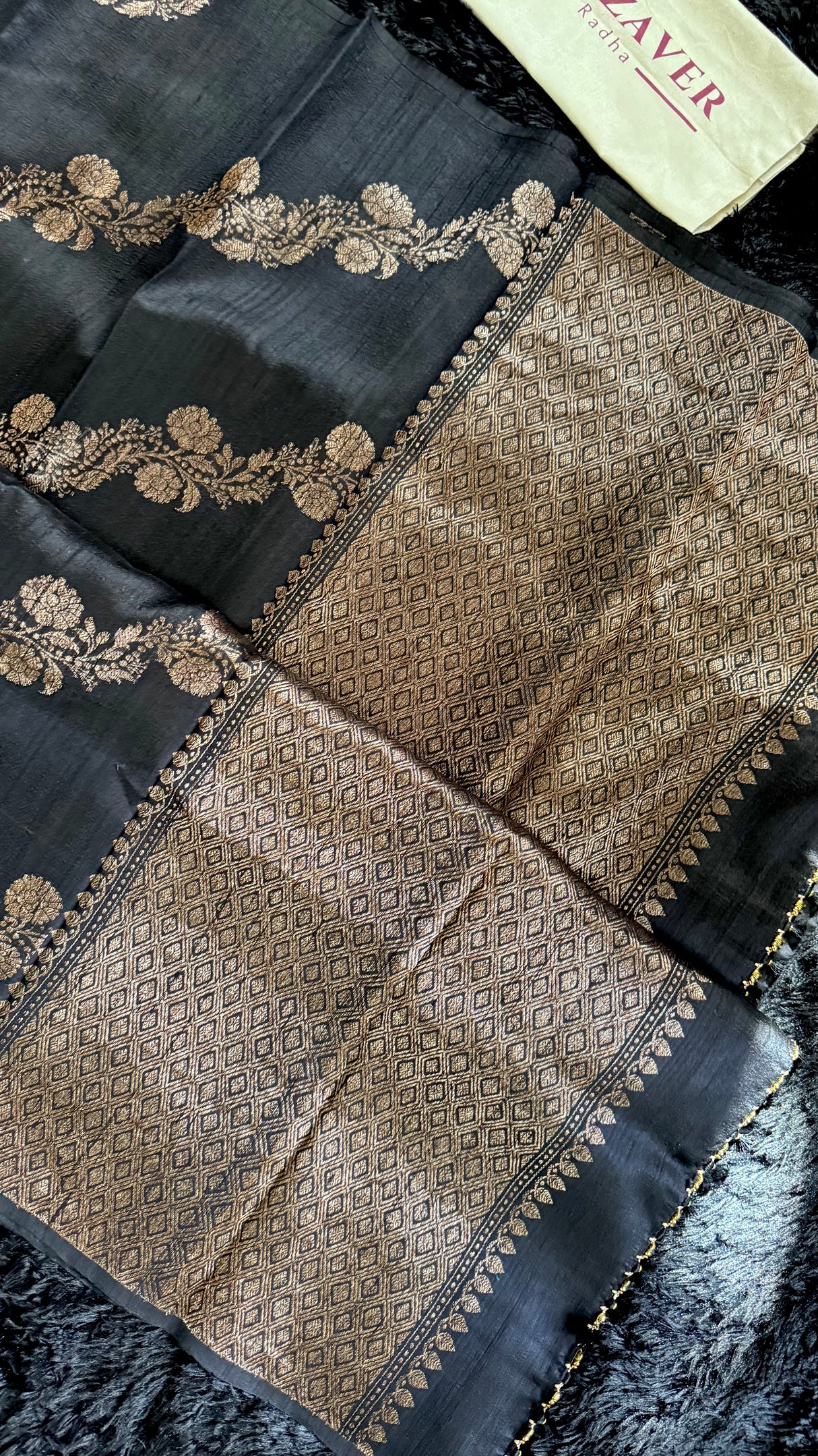 Black Pure Raw Silk Banarasi